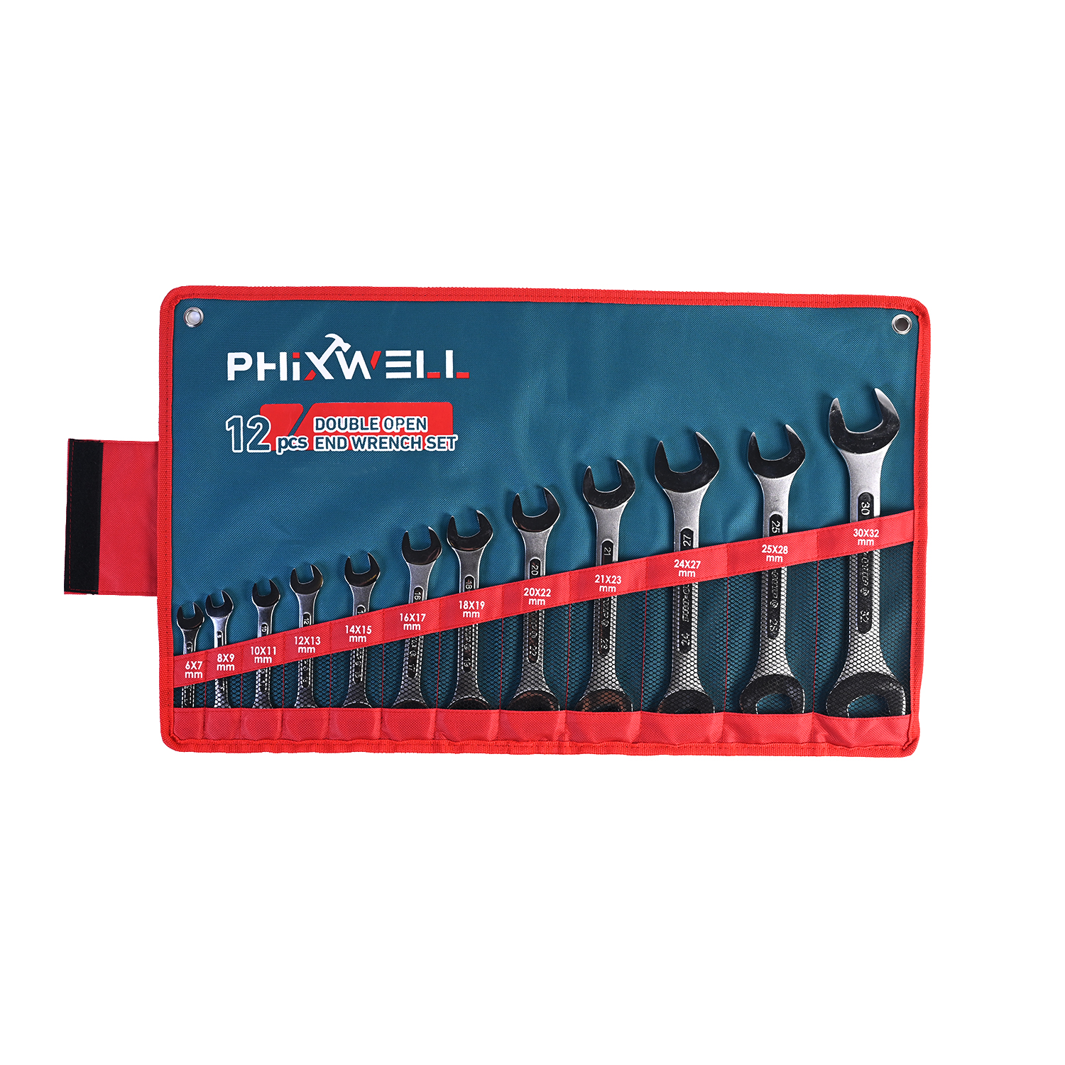717534 PHIXWELL 12-delige geribbelde moersleutelset met dubbele kop